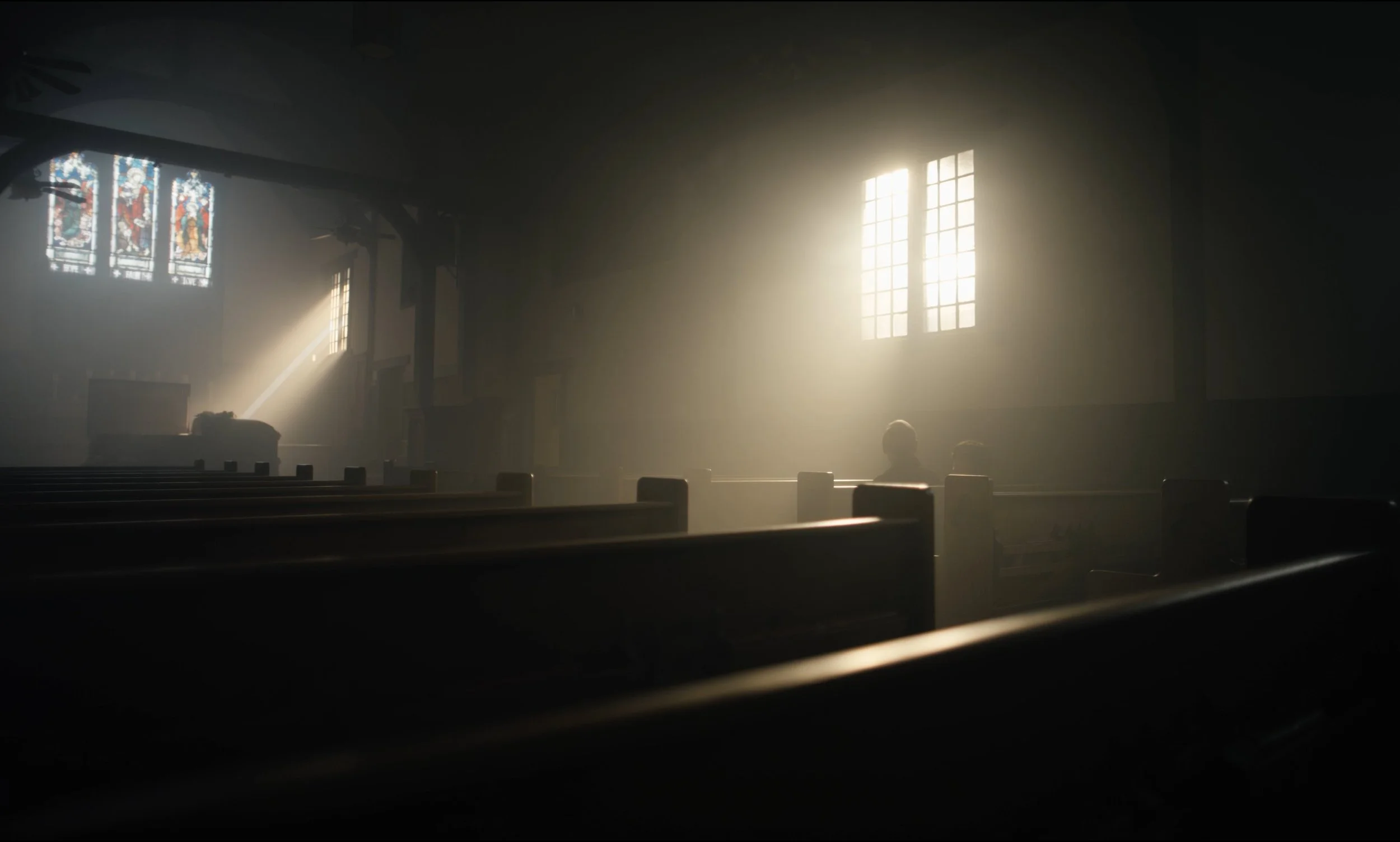 Sunlight entering a church interior